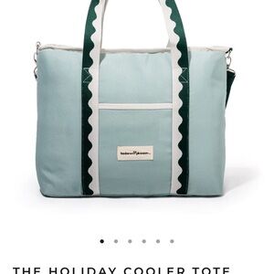 Business & Pleasure Holiday Cooler Tote - Light Blue and Dark Green